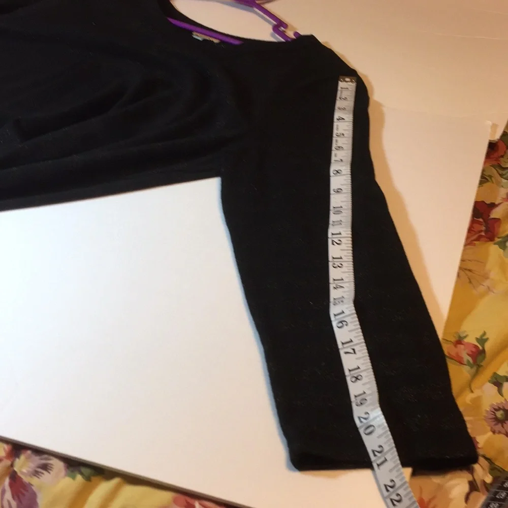 Gap Black with Metallic Stripes 3/4 Sleeve Top Tunic Tee Size XL - Picture 12 of 12